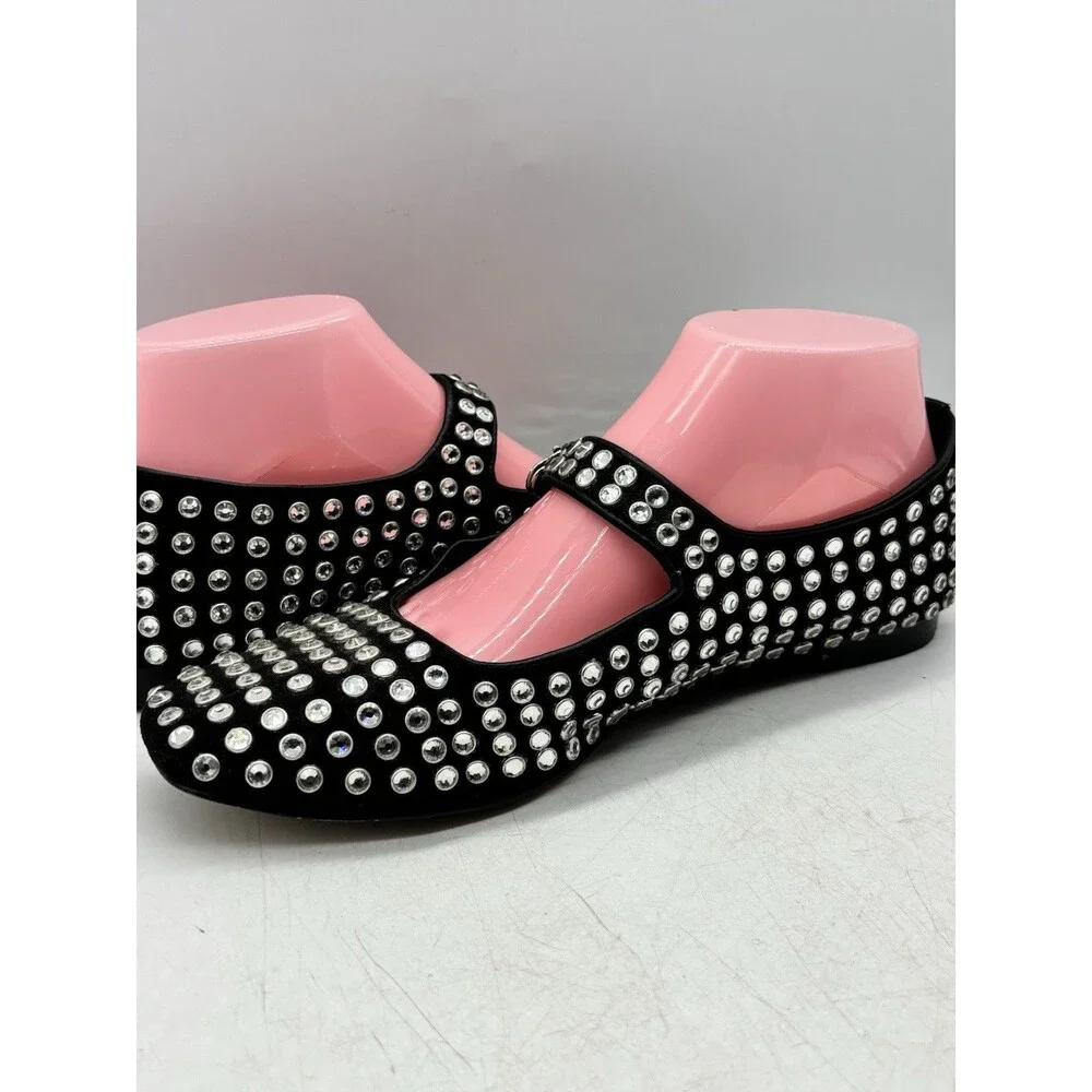 Sam Edelman Michaela Gem Mary Jane Flats Womens Size 8 Black Studded